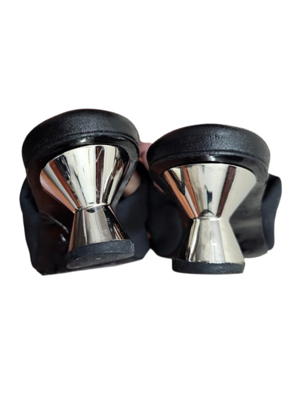 Proenza Schouler Black Mule Heels EU 38 Italy Sculptural Metallic Heel Slides - Picture 8 of 13